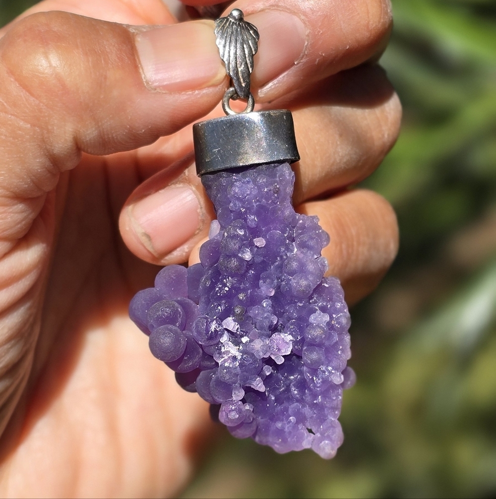 *Rare* Grape Agate Cluster Organic Solid 925 Ster… - image 6